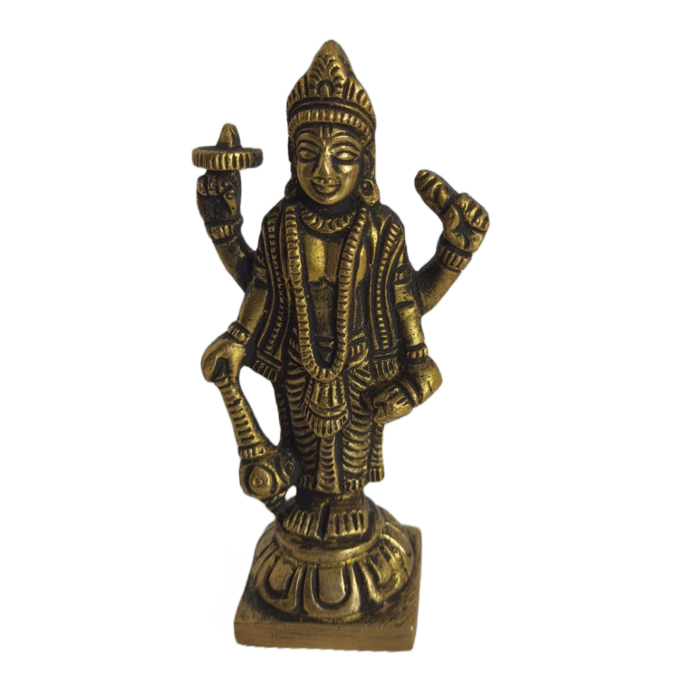 Brass Antique Vishnumurthy Idol - ShivaPoojaNeeds